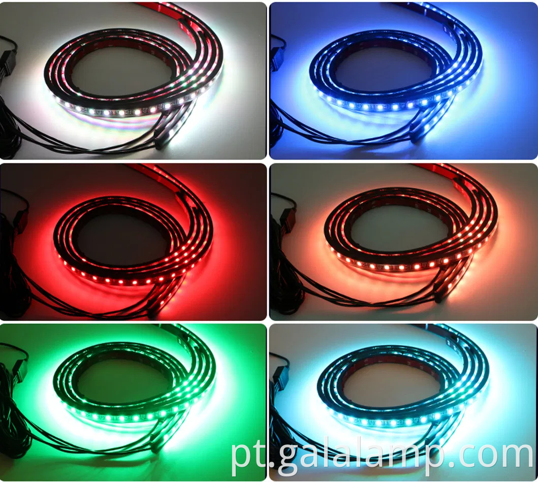 Luzes de tira de LED controladas por aplicativos vibrantes para personalização automotiva